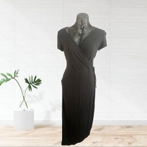 Black Faux-Wrap Dress